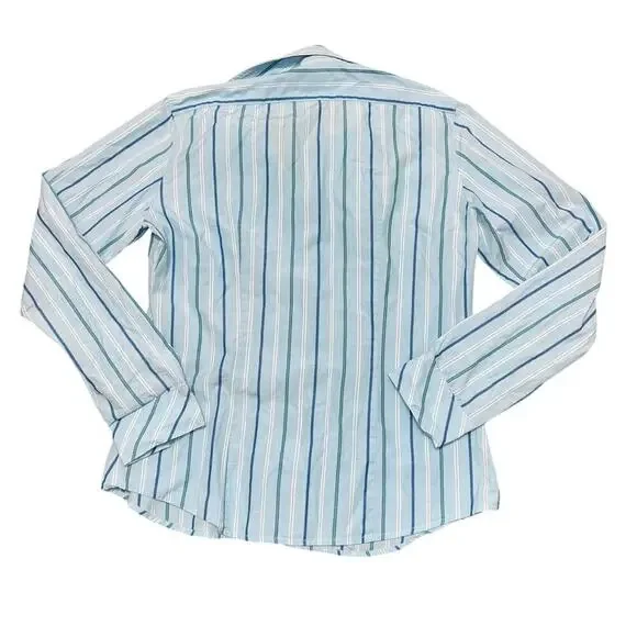 LILLY PULITZER Women's Light Blue Striped Collared Button Down Size 4 - Picture 2 of 8